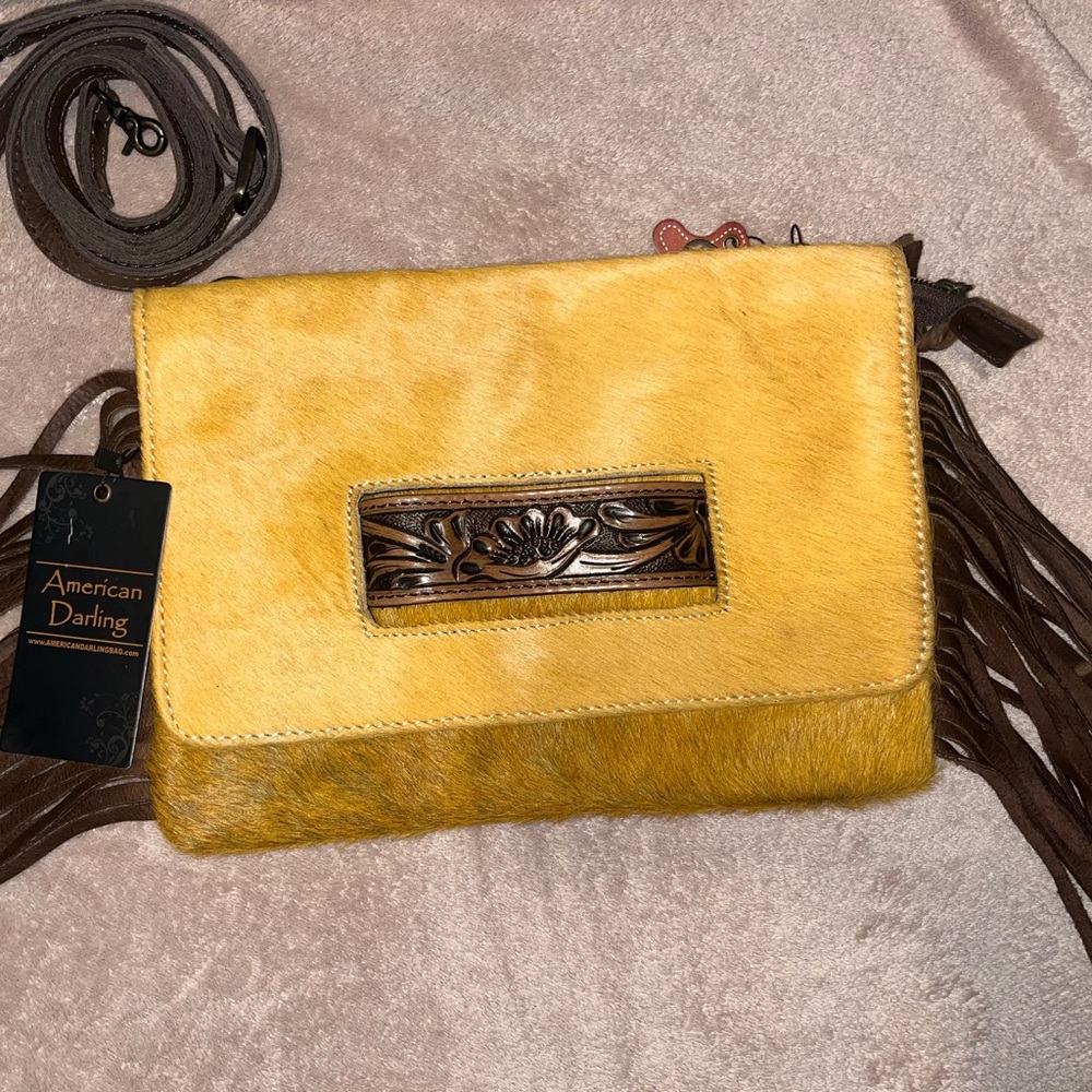 American Darling Yellow and Brown Crossbody Bag